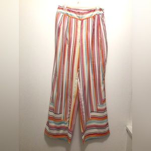 Hot swag women’s multi color elastic back pleated wide leg striped pants size 1X